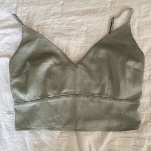 Abercrombie & Fitch blue/gray satin crop top - size small